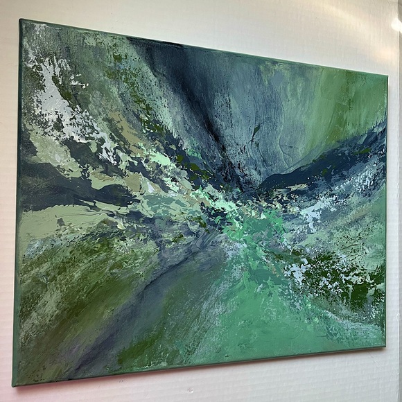 Abstract Green/Blue Original Painting 16x20